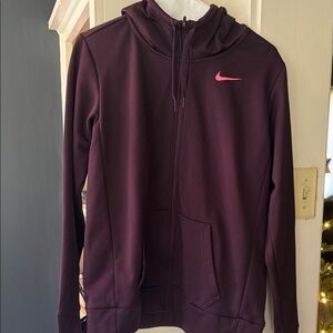 Nike Women's Plum Full-Zip Hoodie with Pink Swoosh